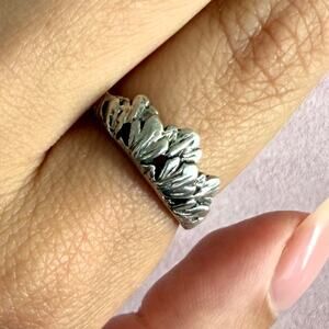 sterling silver vintage leaf stack band ring size 6.75